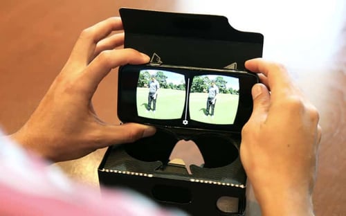 TaylorMade is selling with VR in their 360 VR film showing how golf pros experience a demo of new irons.