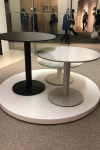 Different material and heights of table tops