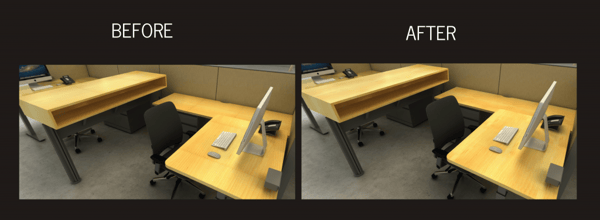 wooden desk before and after
