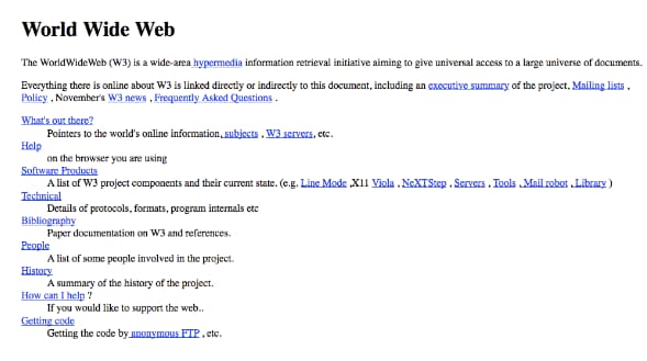 The first published website in 1991