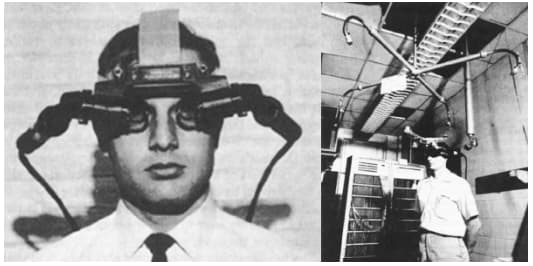 VR computer-powered head-mounted displays were introduced in 1968.