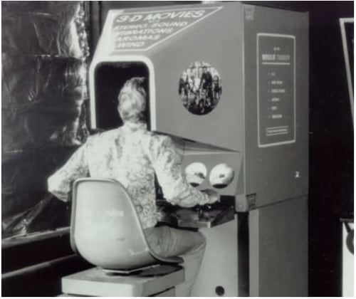 Virtual reality in the 1950s looked like an arcade game with built in features such as smell and a vibrating chair.