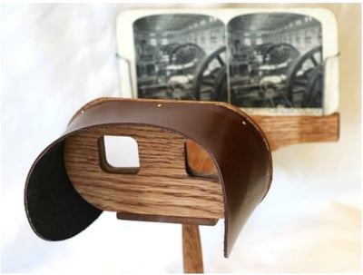 The first step in VR evolution was a headset was the stereoscopic viewer that was based off research from Charles Wheatstone in 1838.